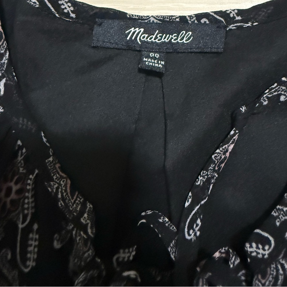 Madewell Boho Black Brown Long Sleeve Dress - Picture 7 of 12